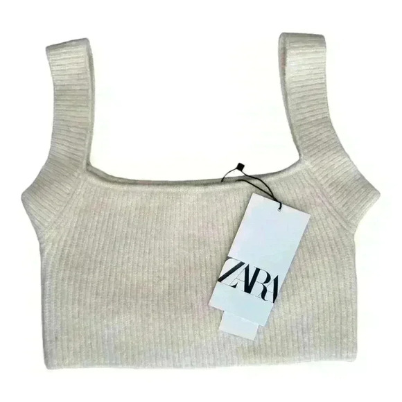 NWT - Zara Cropped Cream Sweater Tank - Picture 1 of 3